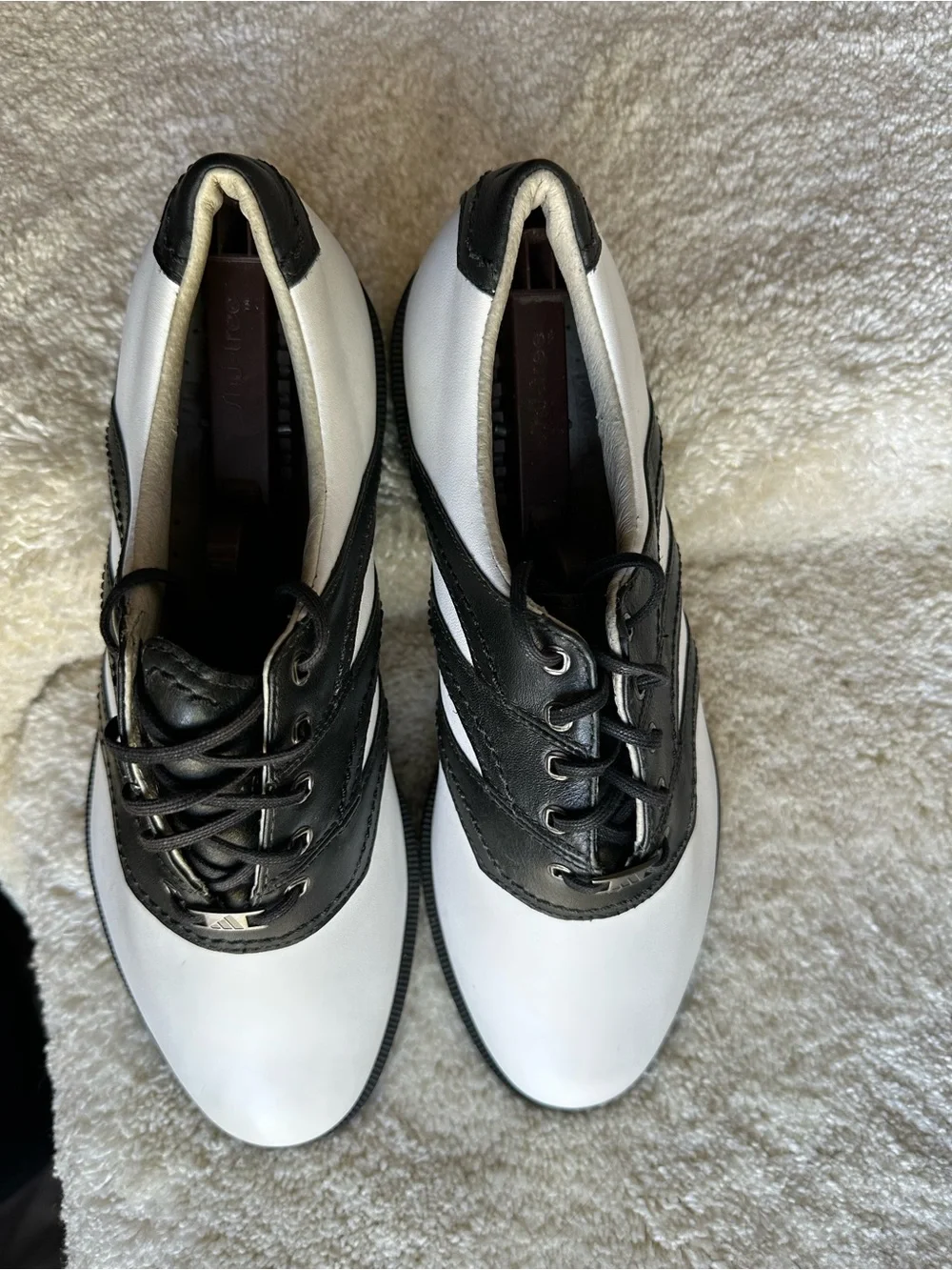 Vintage Adidas Z-Traxion Leather Golf Shoes Men's Size 9 White Black 118839
